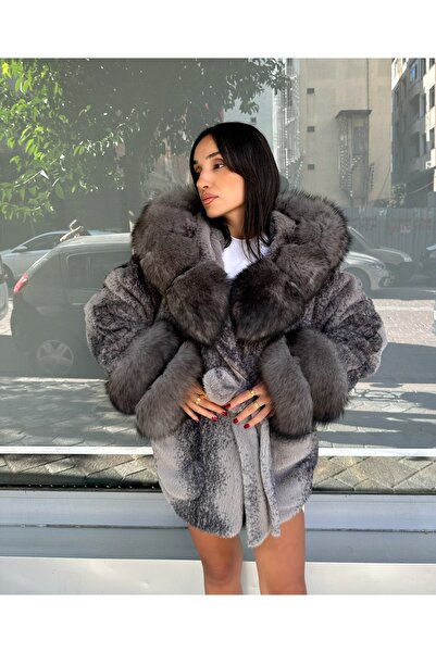 Furora Store Kadın Kürklü Alkantara Ceket-Yumuşak Dokulu Oversize Kadın Kürkl...