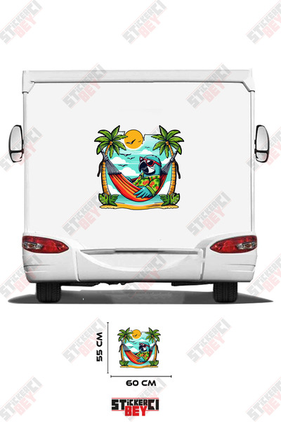 STİCKERCI BEY ملصق تزيين للعربات المتنقلة بتصميم طائر يرتدي هامكاً