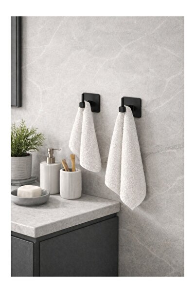 KapKacakAl Siyah Kare Model Yapışkanlı Tekli Banyo Mutfak Askısı | Hem Yapışk...