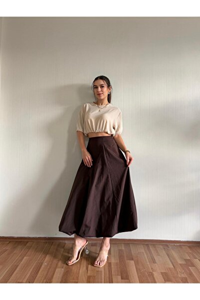 MODA Women's Long Poplin Balloon Model Skirt