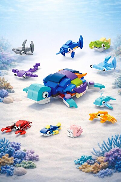 hak-iş oyuncak مكعبات ميني ديزاينز لحيوانات البحر 10 في 1 |   مجموعة مكونة من...