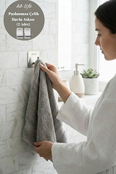HB LİFE Paslanmaz Çelik Yapışkanlı Askılık - Delmesiz Vida Gerektirmeyen Bany...