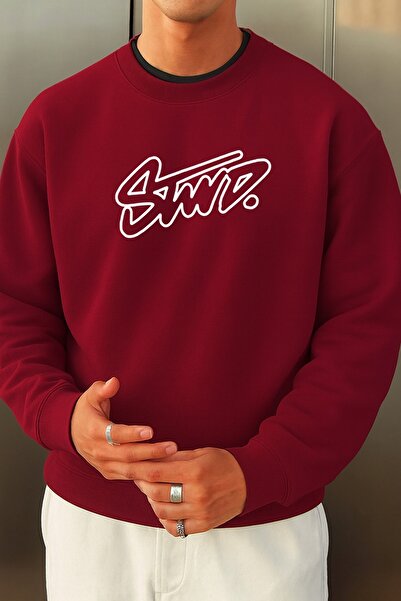 DİVİN Men's Printed Uy Sweatshirt Hooded Oversize Cut Cotton