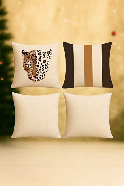 De'Vor Modern Coffee Tones Decorative Throw Pillow Cover 4-Piece Combination Set