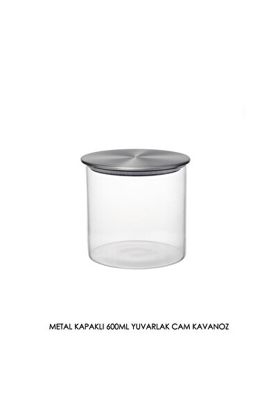Edenza 600 ml Round Glass Jar with Metal Lid – Transparent Storage Container