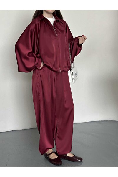 VESS MODA Satin Oversized Mold Jacket and Pants Double Suit