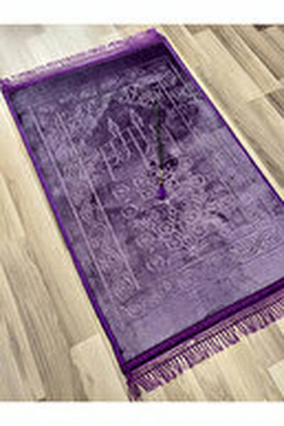 Tusebu سجادة صلاة فاخرة من المخمل المنقوش بنمط محراب - سجادة صلاة ناعمة