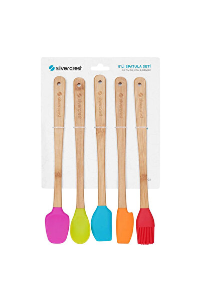Silver Crest SPT-02 5 Li Renkli 26CM Uzun Silikon Bambu Spatula Seti