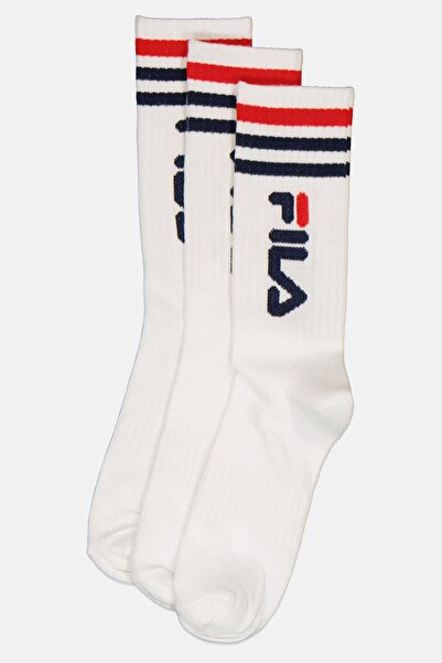 FILA Kids Boy 3 Pairs Brand Logo Crew Socks, White