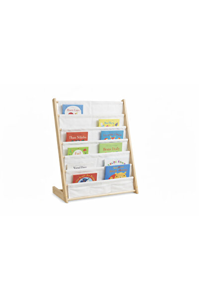 MARYALEX Children's bookshelf, 6-compartment library, wood and fabric, easy a...