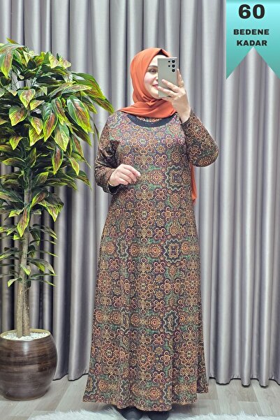 Elmas Tesettür Îmbrăcăminte pentru femei Rochie cu guler cu pietre și imprime...