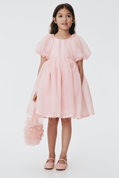 H&M Kabarık Kollu Saten Elbise