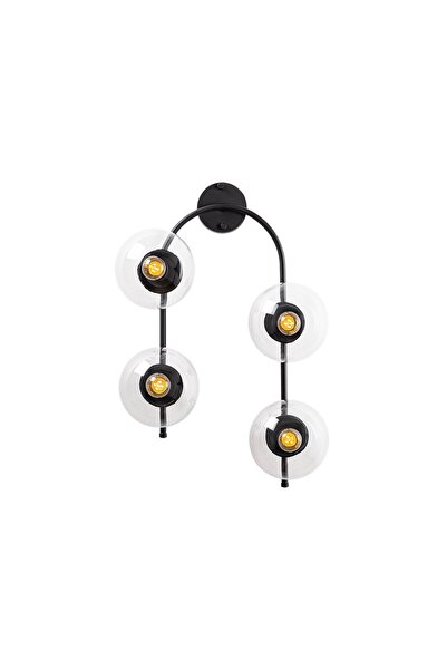 AmberLED Modern Glass 4-Piece Sconce with Fuzzy Black Living Room Lighting E14
