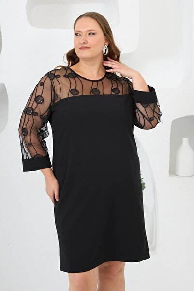 RMG Roba Dantelli Plus Size Evening Dress Black