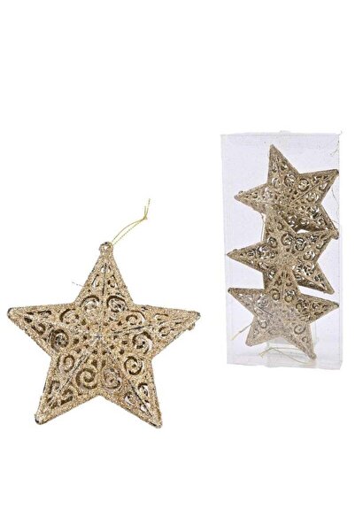 Fun Moment 3 زينة رمضانية معدنية ذهبية معلقة، ارتفاعها 13 سم