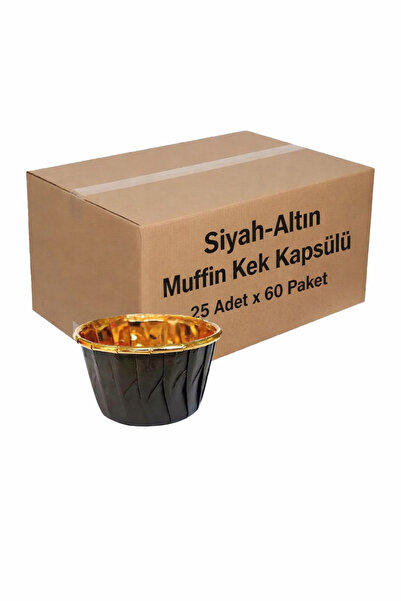İthal Muffin-Cake Capsule Black-Gold 25 Pieces X 60 Packs-Box