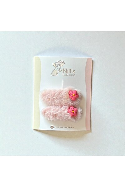 Nills Baby & Kids Peluş Çiçek Figürlü Bebek Saç Tokası 2’li Set – Pembe
