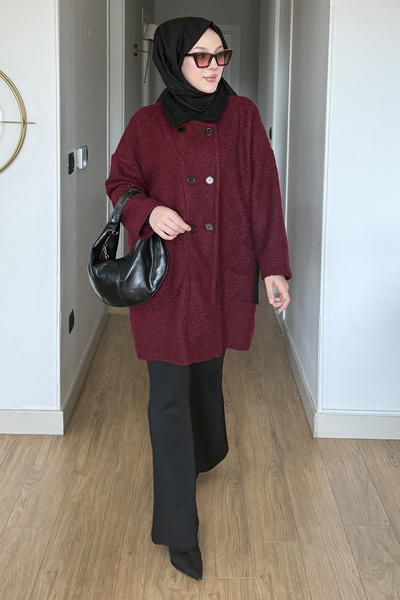 SaklıButik Double Row Buttoned Shirt Collar Boucle Jacket