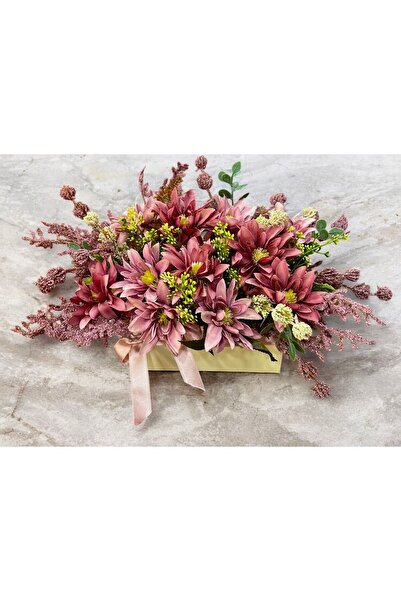 sedoshhomevision ترتيب زهور الأقحوان الوردية في علبة كريمية - تصميم زهور زخرف...