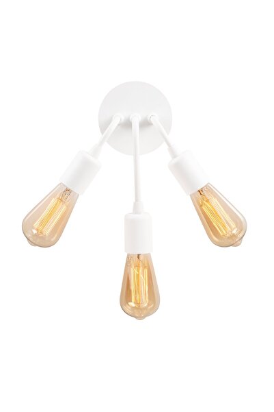 AmberLED Rustic 3-Piece Sconce with Fuzz White, E27 Compatible for Living Roo...