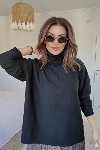 Eswomes Fisherman Casual Sweater Black