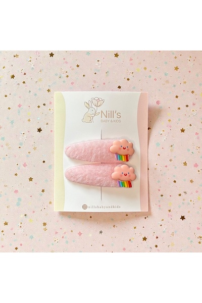 Nills Baby & Kids Plush Rainbow Cloud Figured 2-Piece Snap Buckle – Powder