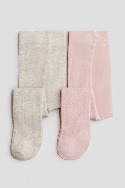H&M 2'li Tekstüre Triko Külotlu Çorap