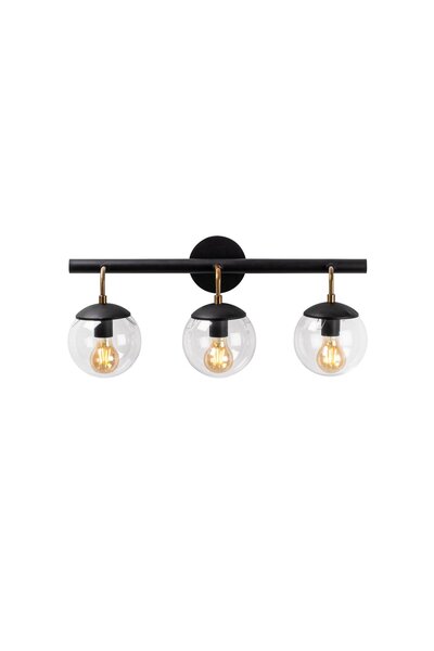 AmberLED Stylish Glass 3-Piece Sconce with Fuzzy Black E27 Compatible