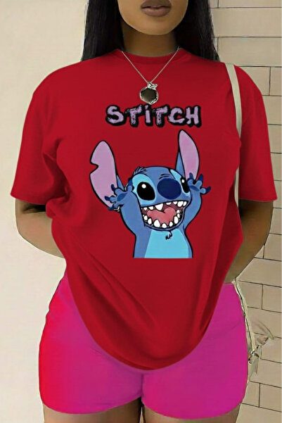 New Shine تي شيرت مطبوع عليه ستيتش للجنسين