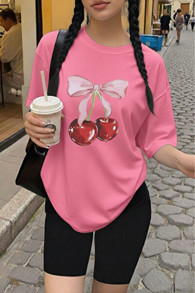 New Shine تي شيرت مطبوع عليه الكرز للجنسين