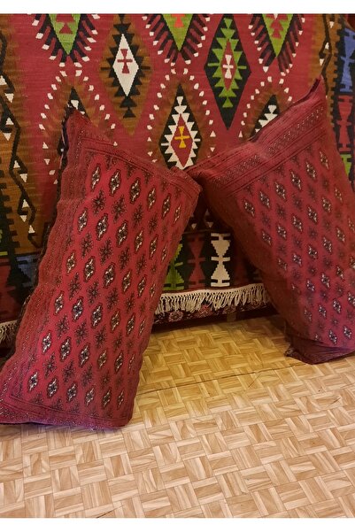 ŞIK VE MUTLU El Dokuma Halı Şark Köşesi Çift Yastık Pillow Case 105 X 49 CM B...