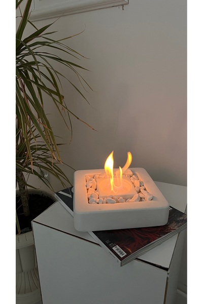 RumRumHome Beton masa üstü ateş çukuru taşları ve anahtarlık hediyeli şömine.