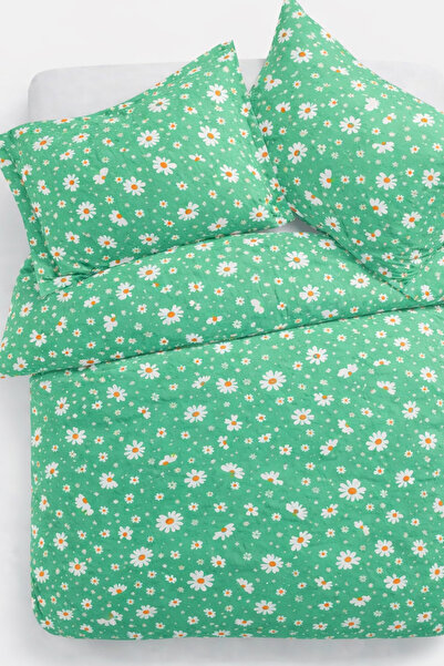 İQON Double Duvet Cover Set Daisy Mint Setçi̇ft