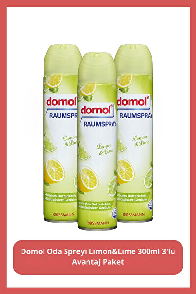 DOMOL Koku Spreyi Limon&lime 300 ml 3'lü Avantaj Paket