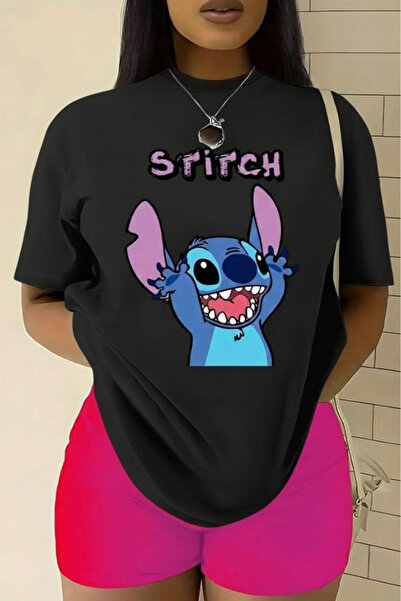 New Shine تي شيرت مطبوع عليه ستيتش للجنسين