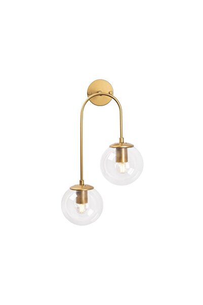 AmberLED Modern Glass 2-Piece Sconce Bright Gold Living Room Lighting E14 Com...