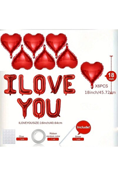 Choice As picture 17pcs 17pcs Red I Love You Heart Shaped Balloon Set I Love ...