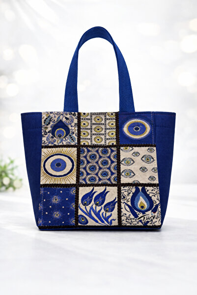 ECHARMES KADIN KOL ÇANTA El Yapımı Patchwork Nazarlık Desenli