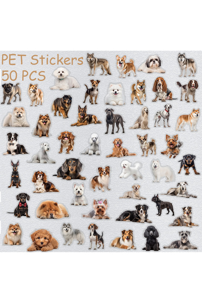 Choice ٥٠ قطعة من ملصقات PET شفافة لأنواع الكلاب، مناسبة للهواتف، أجهزة الكمب...