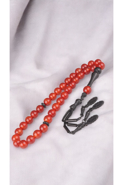 İnan Tesbih Sphere Cut Black Tassel Agate Prayer Beads