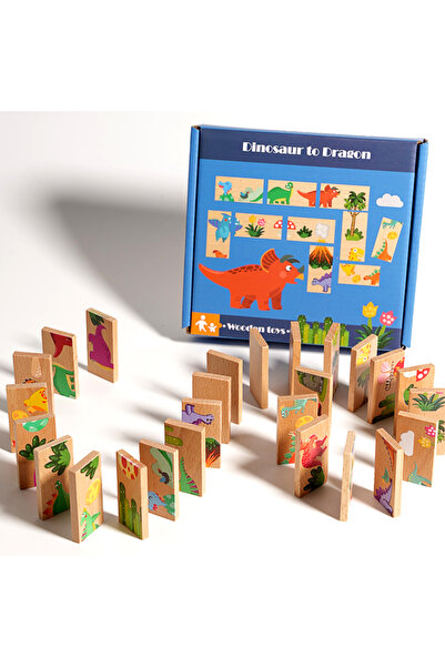 Choice1 NB190C2 - مع العلبة، لعبة دومينو ديناصورات خشبية متعددة الوظائف، لعبة...