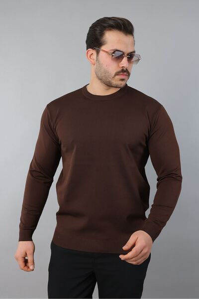 masso Men's Long Sleeve Crew Neck Plain Knitwear