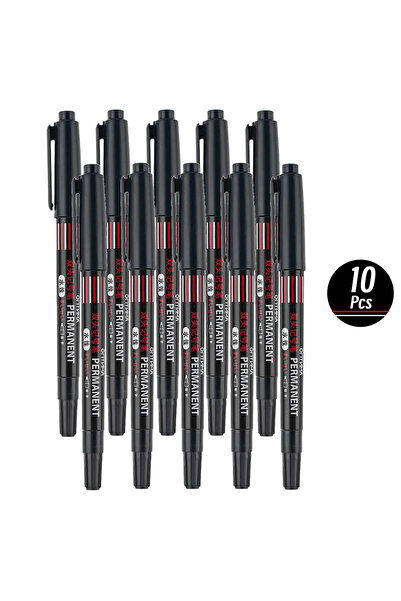 Choice ١٠ أقلام تحديد سوداء، ٢٠ قطعة/مجموعة، أقلام تحديد مزدوجة الرأس سوداء/ز...