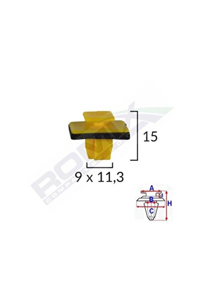 ROMİX Clips Fixare Elemente Exterioare Pentru Hyundai 9X113X15Mm - Galben Set...