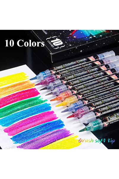 Choice 10 Colors 10 Color Set Glitter Metallic Brush Pen Tip Paint Marker Opt...