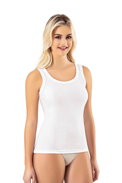 Arseno قميص داخلي نسائي حياكة مضلعة بحزام سميك وتصميم مخطط من القطن بتصميم مس...