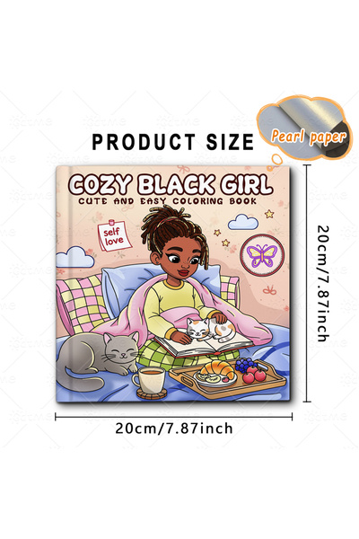 Choice كتاب تلوين "فتاة سوداء لطيفة وسهلة" للكبار، مقاس 20×20 سم، 24 صفحة، يض...