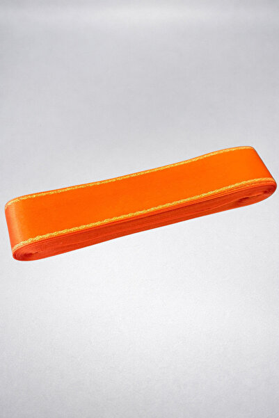 Ak Tuhafiye Orange-Gold Glitter Satin Ribbon 3 cm 10 Meters Decoration, Rose ...