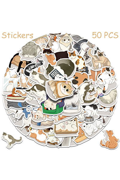 Choice ٥٠ قطعة من ملصقات قطط كرتونية للهواتف، أجهزة الكمبيوتر المحمولة، سجلات...