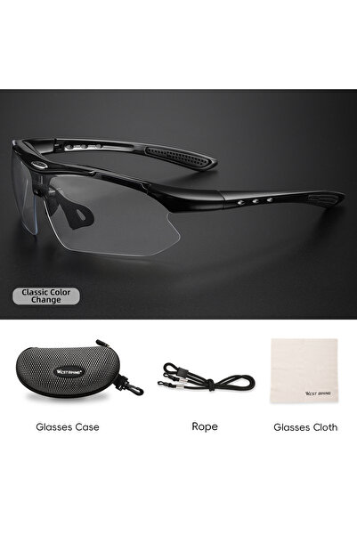 Choice Black WEST BIKING Cycling Glasses Photochromic Sunglasses UV Protectio...